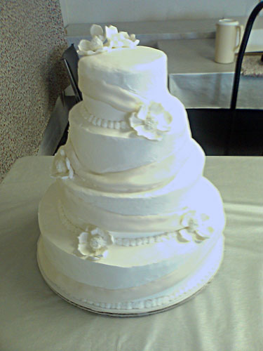 Smoothed Buttercream Icing Fondant Sash Cascade Wedding Cake